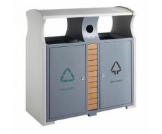 Poubelle de recyclage pour l'extérieur capacité 2 x 39 l, l x h x p 400 x 1000 x 1000 mm