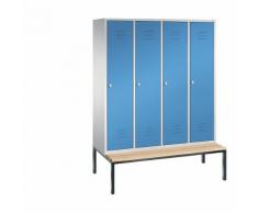 Vestiaire CLASSIC avec banc monté en dessous 4 compartiments, largeur compartiments 400 mm | CP