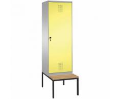 Penderie EVOLO avec banc, porte au-dessus de 2 compartiments 2 compartiments, 1 porte, largeur compartiments 300 mm ,CP