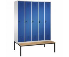 Penderie EVOLO avec banc 5 compartiments, largeur compartiments 300 mm | CP