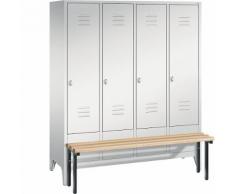 Vestiaire CLASSIC avec banc frontal 4 compartiments, largeur compartiments 400 mm | CP