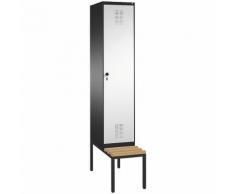 Penderie EVOLO avec banc 1 compartiment, largeur compartiment 400 mm ,CP