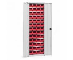 Armoire d'atelier avec bacs de stockage hauteur 2000 mm, 12 tablettes ,EUROKRAFT
