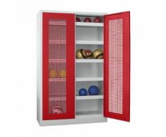 Armoire à ballons à portes battantes, hauteur 1950 mm avec portes en tôle perforée