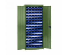 Armoire d'atelier avec bacs de stockage hauteur 1575 mm, 14 tablettes ,EUROKRAFT