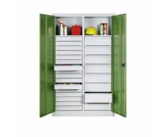 Armoire d'atelier en tôle d'acier 2 tablettes, 24 tiroirs ,CP