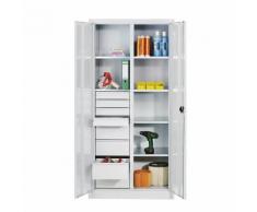 Armoire d'atelier en tôle d'acier 6 tablettes, 8 tiroirs ,CP