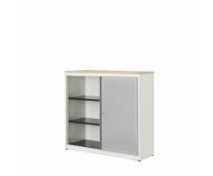 Armoire à portes coulissantes plateau en plastique, h x l x p 1180 x 1200 x 432 mm, 2 tablettes ,mauser