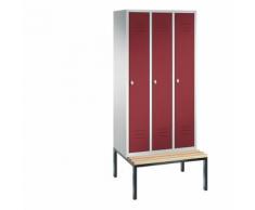 Vestiaire CLASSIC avec banc monté en dessous 3 compartiments, largeur compartiments 300 mm | CP