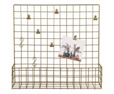 Pêle-mêle rangement mural en métal doré 50x45