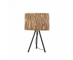 Lampe trépied en métal noir et corde