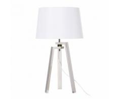 Lampe trépied en métal et abat-jour blanc