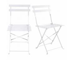 2 chaises de jardin pliantes en métal époxy blanc H80 Guinguette