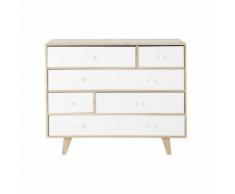 Commode style scandinave 6 tiroirs en paulownia blanc Spring
