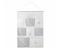 Rangement mural en coton gris et blanc