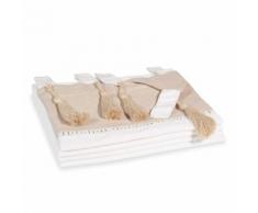 Rideau double à passants en coton blanc et beige 150x250 NAPOLI