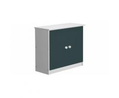 Commode enfant pin massif blanc 2 portes bleu
