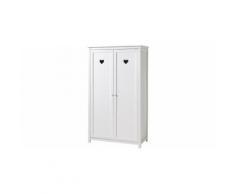 Armoire enfant laqué blanc 2 portes motifs cœur AMORI