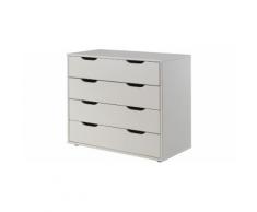Commode enfant pin massif blanc 4 tiroirs - PINO