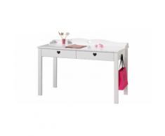 Bureau enfant laqué blanc 2 tiroirs motifs cœur AMORI