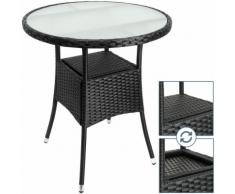 Table en polyrotin rond - Ø60cm - noir pour jardin balcon meuble table d'appoint