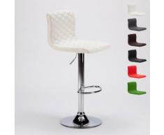 Tabouret haut pour bar et cuisine en similicuir matelassé desing DENVER | Blanc