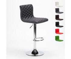 Tabouret haut pour bar et cuisine en similicuir matelassé desing DENVER | Gris