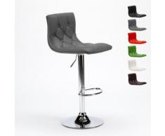 Tabouret Haut cuisine et matelas matelassé similicuir Design HONOLULU | Gris