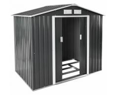 Abri Maison Cabane de Jardin de Rangement en Métal 2,7 m² Toiture 2 Pans Gris