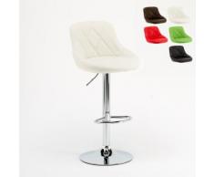 Tabouret haut pour bar cuisine fixe pivotant réglable avec dossier PHILADELPHIA | Blanc