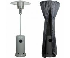 Parasol chauffant OSLO - chauffage d'extérieur gaz 12kW - acier gris clair + housse