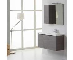 SALLE DE BAIN MOBILE MANHATTAN 90 CM DROITE AVEC PORTES ET MIROIR AVEC CABINET
