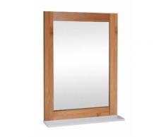 Miroir de salle de bain 50 cm - Laqué blanc brillant et marron