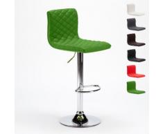 Tabouret haut pour bar et cuisine en similicuir matelassé desing DENVER | Vert