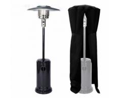 Parasol chauffant OSLO - chauffage d'extérieur gaz 12kW - acier noir + housse