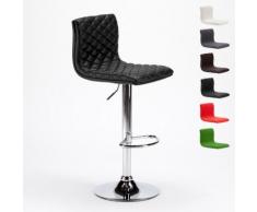Tabouret haut pour bar et cuisine en similicuir matelassé desing DENVER | Noir