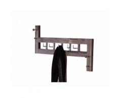 Porte-manteau mural en bois vieilli marron 25x60x8cm