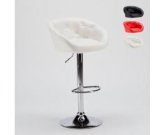 Tabouret Haut simili cuir pour bar et cuisine matelassée TUCSON Design | Blanc
