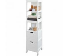 Meuble Colonne de Salle de Bain Armoire Toilette haute – 4 étagères et 2 tiroirs- Blanc SoBuy®