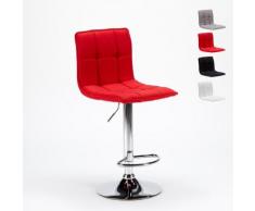Tabouret haut moderne en similicuir pour la cuisine et bar design PHOENIX | Rouge