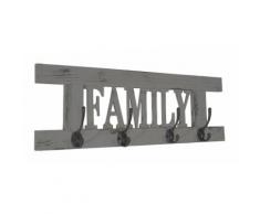 Porte-manteau mural patère en bois gris vintage 20,5x60x1,5 cm