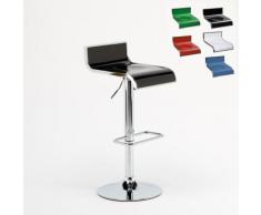 Tabouret pour bar cuisine haut fixe tournant réglable avec repose-pied FLORIDA | Noir