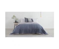 Brisa couvre-lit réversible 100% lin lavé (220 x 225), bleu et gris