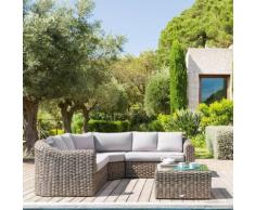 Salon d'angle de jardin Mooréa Naturae 5 places - Aluminium, Résine tressée, Polyester