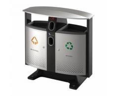 poubelle extérieur trisélectif et piles 2x39l gris alu/noir,