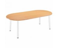 table de reunion congres oblong 210 cm hetre / blanc,
