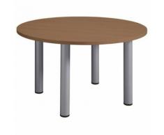 table de réunion 4 pieds diamètre 100 cm noyer et aluminium,