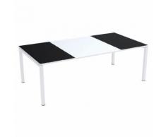 table réunion easy office 220x114cm pied blc plat. blc/noir,