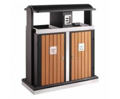 poubelle d'extérieur tri sélectif 2x50l bois,