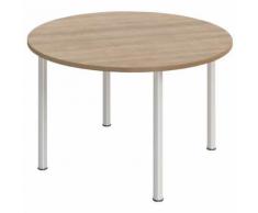 table réunion duetto 4 pieds diamètre 100 chêne moy/ blc,